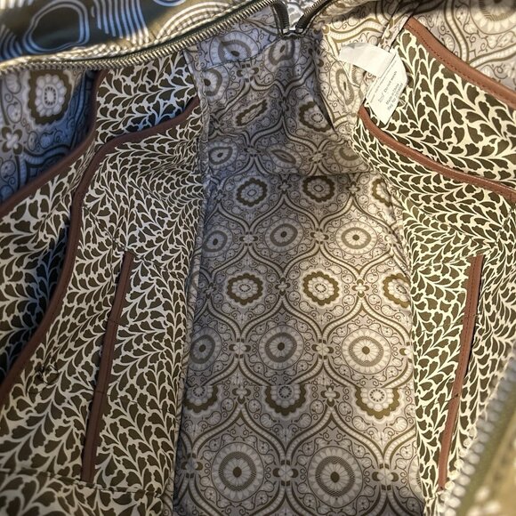 Amy Butler for Kalencom L Duffel Tote Bag Sun Moon Olive Green Zip Travel Duffle - Picture 7 of 10